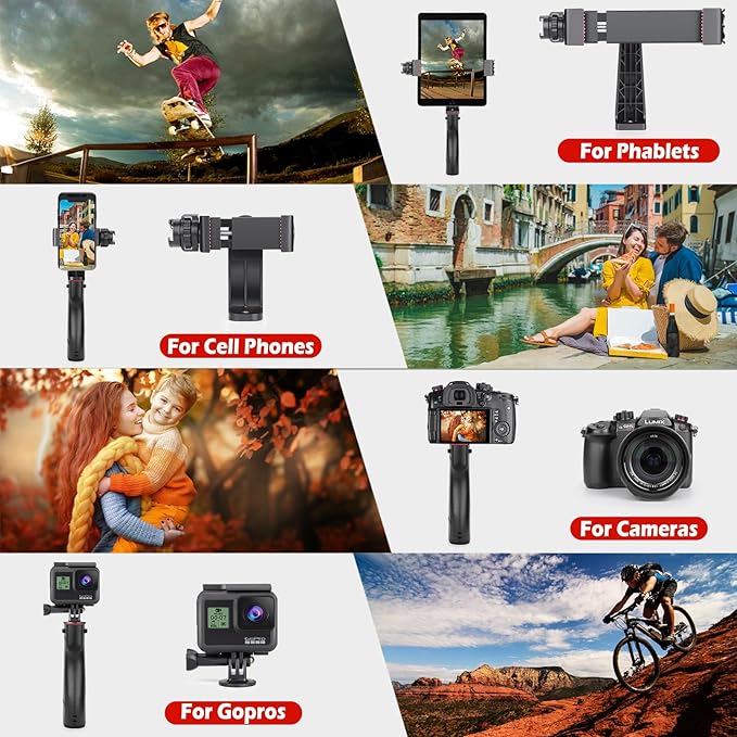 Zeadio Smartphone Stabilizer, Vlogging Hand Grip Video Holder Rig Handle Travel Selfie Stick with Clamp Mount for All iPhone and Android Mobile Cell Phone