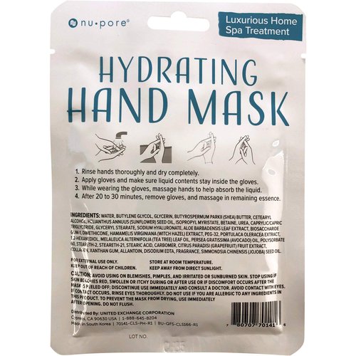 Nu-Pore Moisturizing Gloves – Hand Mask for Dry Hands and Moisturizer with Jojoba Oil and Aloe Vera to Help Repair and Soothe Extra Dry Skin, Paraben & Latex Free (24 Pack)