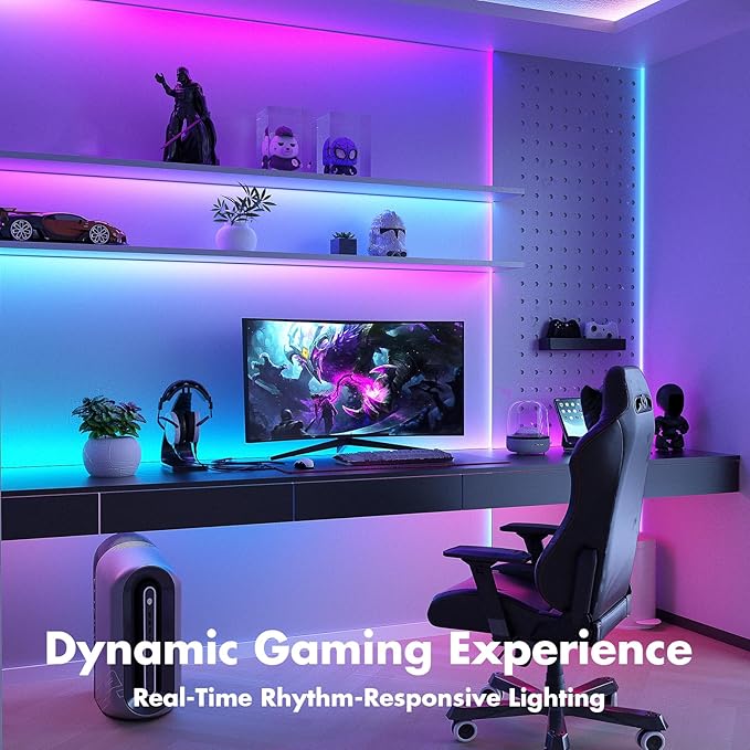 MFWW 66FT Strip Lights, Smart IC RGB LED Lights Multiple Colors on One Line, App+Remote Control, Timing, Multimodal, Music Sync, Color Changing Lights for Bedroom, Party Home Decor