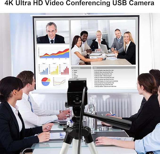 4K Ultra HD USB Webcam, 5-50mm 10X Optical Manual Zoom Lens, 2160P High Definition Camera for Live Streaming, Video Conference, Lightburn, Plug & Play for Windows Mac OS Linux