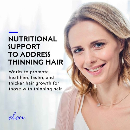 Elon R3 Extra Strength for Hair Growth - Supplements for Women to Grow Thicker, Fuller Hair, Advanced Formula with 5000 mcg Biotin Per Serving and Collagen, 60 Count (Pack of 2)