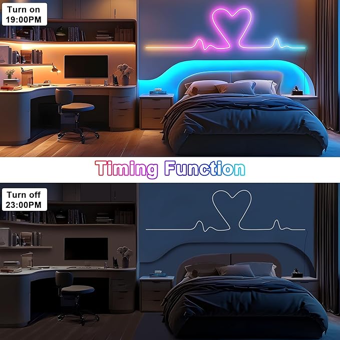 Cozylady RGB Neon LED Rope Lights, Waterproof Bluetooth APP Remote Control Music Sync Strip Lights, 24V Flexible DIY Silicone Light for Bedroom Home Indoor Outdoor Decor (12M/40Ft)