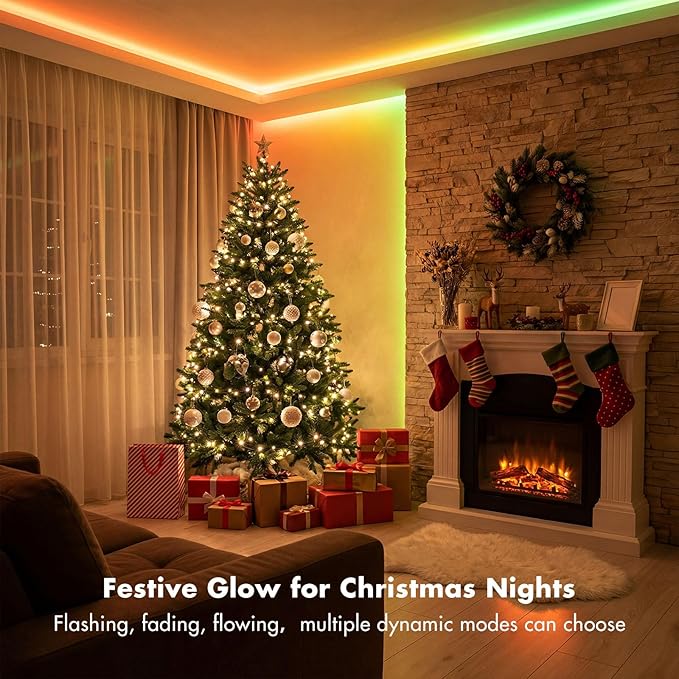 MFWW 130FT Strip Lights, Smart IC RGB LED Lights Multiple Colors on One Line, App+Remote Control, Timing, Multimodal, Music Sync, Color Changing Lights for Bedroom, Party Home Decor