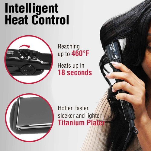 RED Pro Titanium 460 Styler Flat Iron, 1 1/2" for Silk Pressing & Keratin Treatments, Eliminates Frizz, Instant Heat, Auto Shut-Off, Heavy Duty Swivel Cord