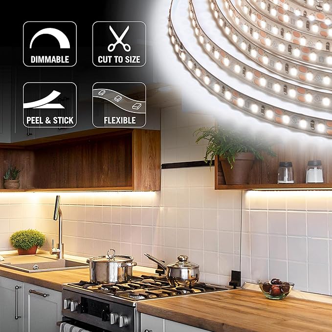 Armacost Lighting RibbonFlex Pro 12V White LED Strip Lights 120 LED/m, 3000K, 32.8 ft 143250