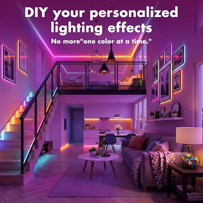 LED Lights for Bedroom, 166FT IC RGB LED Strip Lights, Color Changing, Multiple Colors Chasing Effects, APP & Remote Control, Timer Function, Music Sync Lights for Party, Home Decor