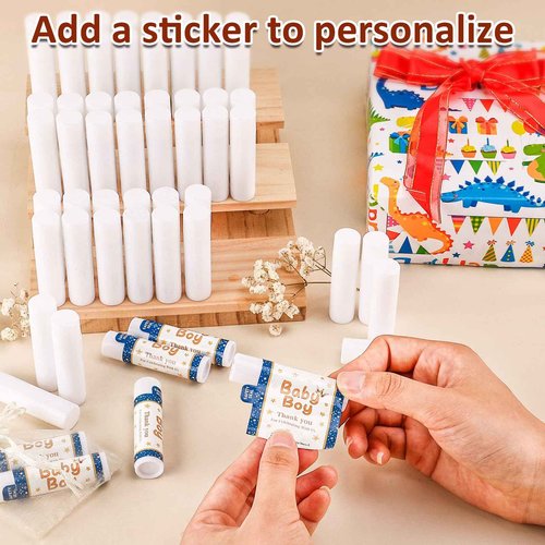 VISRIE 350 Pack Lip Balm Unlabeled, Natural Lip Balm Bulk Blank Tube, Personalized Lip Balms for Party Favors Adults and Bridal Shower Favors or Baby Shower Gifts-7 Flavors