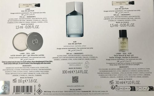 Mercedes Benz Air LSA Giftset - Men's Cologne Set - Cologne for Men - Hair Oil, Shower Gel Body Wash, Perfumes for Men - Personal Care Products - 5 Pc