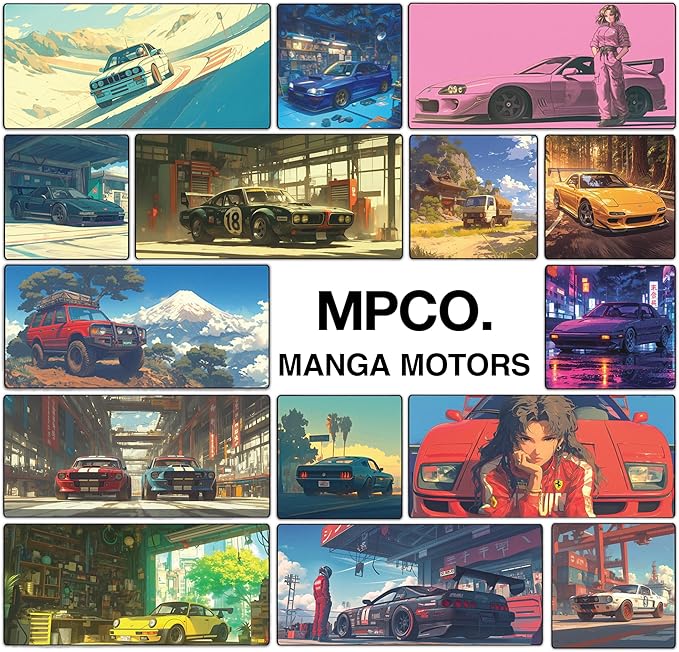 MPCO. Original Large Gaming Desk Mat – 36" x 17" Duraglyde Manga Motors Sanjis-Supra Full Desk Mouse Pad for Smooth Precision – Non-Slip, Washable Extra-Large PC Mouse Pad for Gaming Sessions