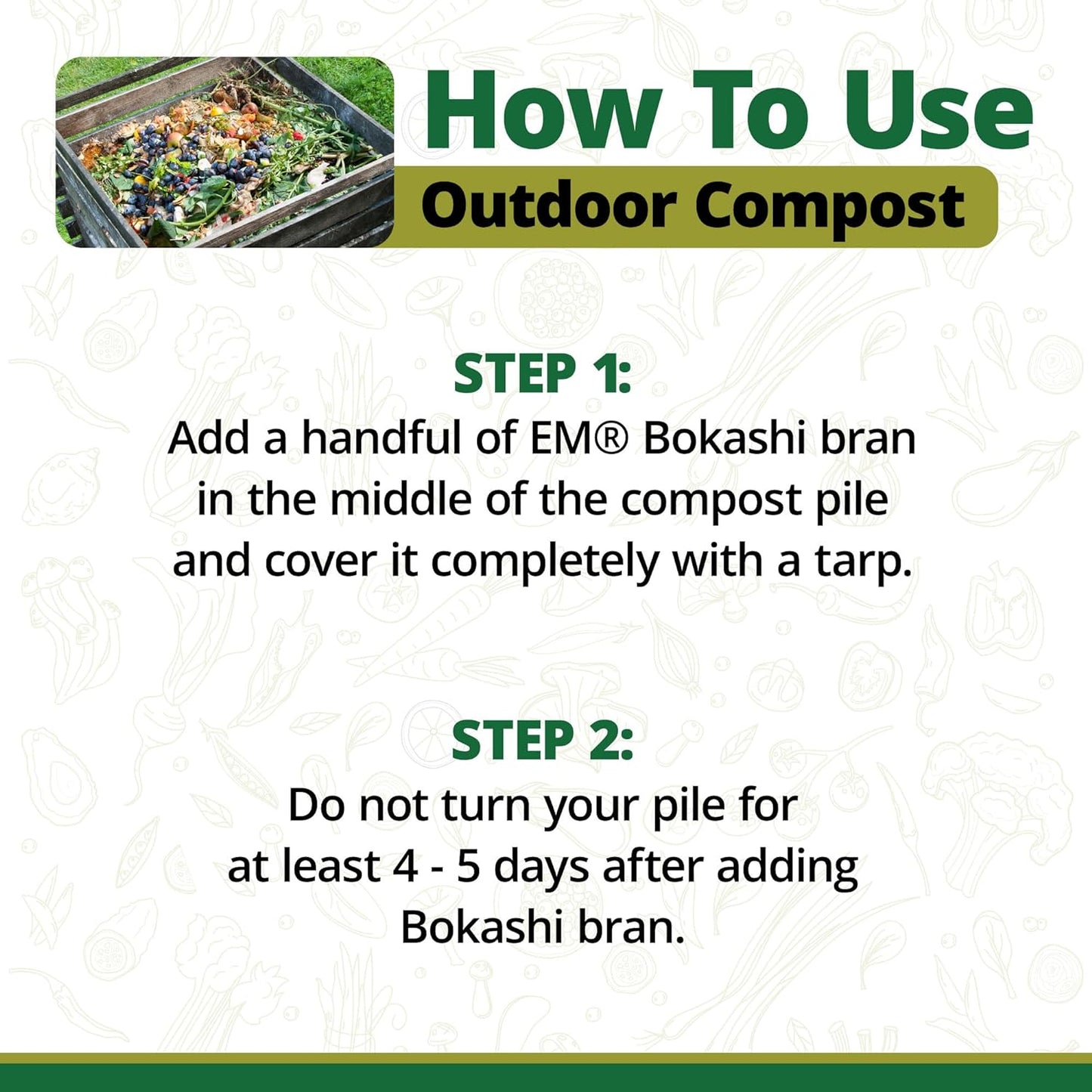 TeraGanix EM Premium Bokashi Bran, Compost Accelerator, Rice Bran Mix, Odor Eliminator, Formulated by Dr. Higa (Bokashi Inventor), Bokashi Compost Starter for Kitchen Compost Bin & Soil (2 Lb)