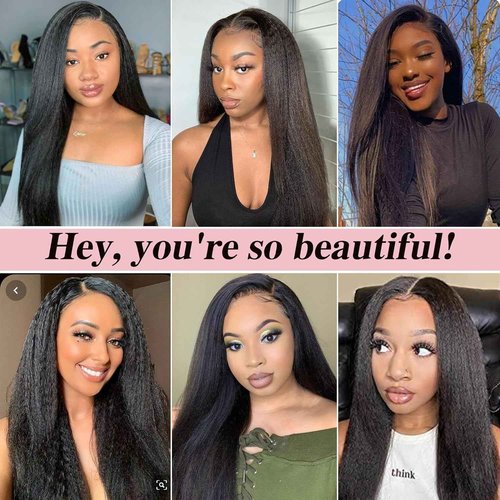 Habiliana Human Hair Bundles 24 26 28 Inch Natural Black Yaki Wave Bundles Human Hair 100% Unprocessed Soft Sewn In with Double Drown Weft for Black Women