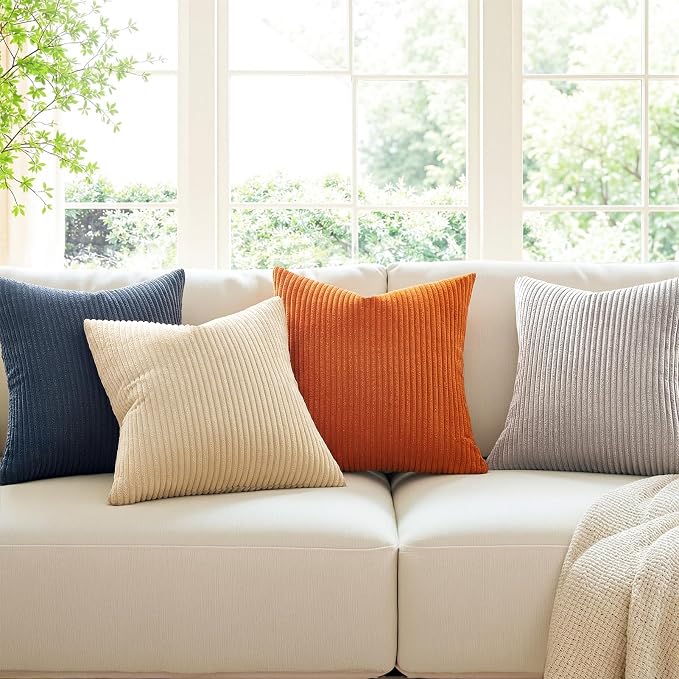 Topfinel Boho Couch Throw Pillows Pack of 4 Decorative 16x16 Inch Velvet Pillow Covers Blue and Yellow Farmhouse for Bed Accent Modern Pillowcase Sofa Livingroom Home Decor