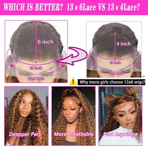 PXTPXT 13x6 Highlight Ombre Lace Front Wig Human Hair HD Glueless Deep Wave Wig Honey Blonde 4/27 Pre Plucked Wet and Wavy Curly Wig for Women Long Natural Soft Human Hair Wigs 22 Inch