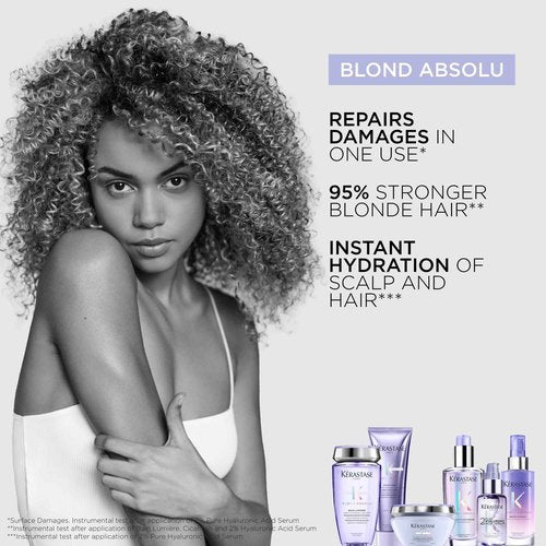 Kerastase Blond Absolu Hyaluronic Acid Hair Serum For Bleached & Highlighted Blonde Hair - Repairs Damaged Hair & Soothes Scalp, Instantly Hydrates & Adds Shine, 1.7 fl Oz