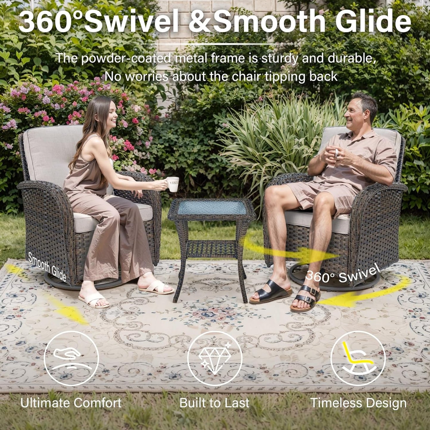 8 Pieces Patio Conversation Set with 43” Propane Fire Pit Table, Outdoor Sectional Furniture Sofa Set with Removable Cushions for Patio Deck Backyard Brown