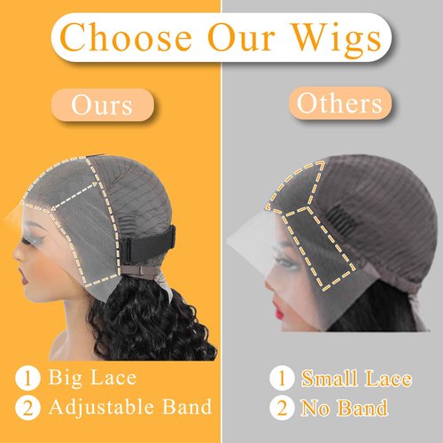 DZFAYESM 13x4 Deep Wave Lace Front Wigs Human Hair 200% Density Black Curly Human Hair Wig Long Natural Wigs for Black Women Transparent Lace Frontal Wig for Daily Wear 20 Inch