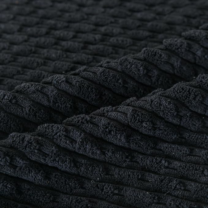 Set of 4 Black Decorative Throw Pillow Covers 24x24 Inch Corduroy Pillow Covers for Bed Couch Sofa Living Room Soft Square Cushion Cases