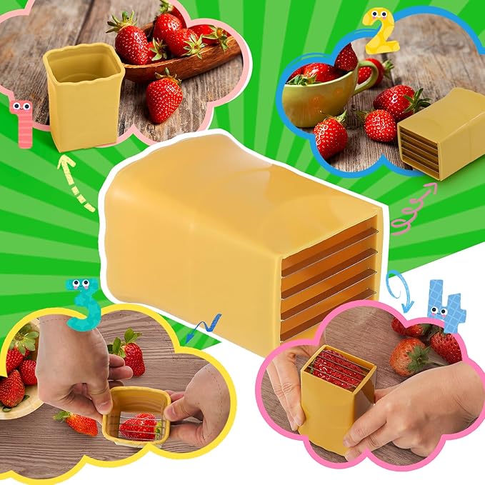 2PCS Fruit Slicer Cup Strawberry Slicer, Cup Slicer Strawberries Cutter Cup, Speed Cutter for Banana Grape Egg Kitchen Portable Slicing Tool
