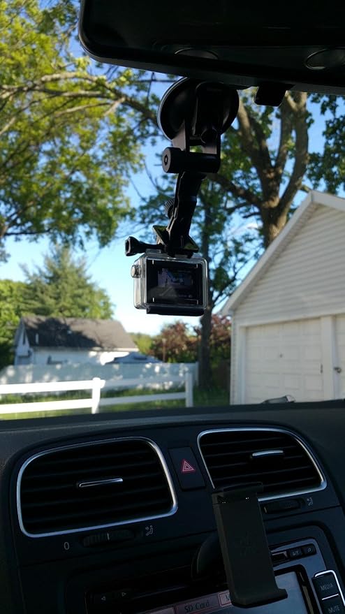 Suction Cup Mount Compatible with Gopro Hero 13, 12, 11, 10, 9, 8, 7, 6, 5, 4, Session, 3+, 3, 2, 1, Hero (2018), Max, Fusion, DJI Osmo Action Cameras; Perfect for Car Windshield and Window