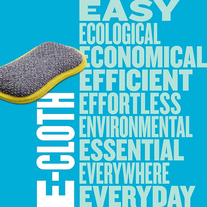 E-Cloth Washing Up Pad, Premium Microfiber Non-Scratch Kitchen Dish Scrubber Sponge, Ideal for Dish, Sink and Countertop Cleaning, 100 Wash Guarantee, Yellow, 1 Pack