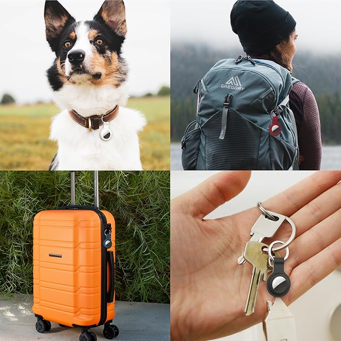 Compatible with AirTag Holder Case Keychain 4 Pack, for AirTag 1st & 2nd Generation Key Chain Ring Case Cover for Air Tag Holder GPS Tracker Item Air Tags Finders Air Tagholder for Kids,Bags,Luggages