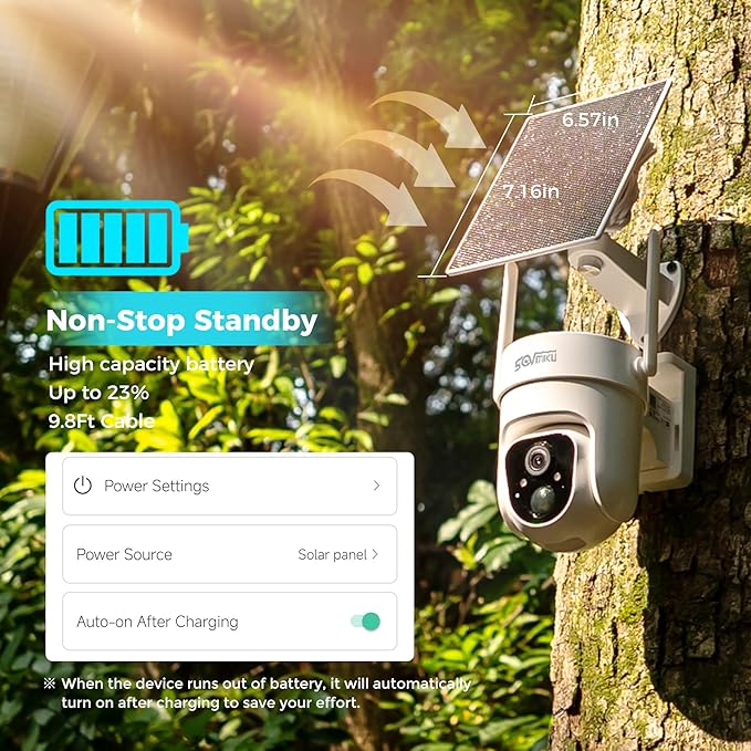 Sovmiku CQ3 4G LTE Cellular Security Camera Wireless Outdoor, $14.9/Month for Unlimited Data, Easy to Setup, IP65 Waterproof, No Wi-Fi Surveillance Cam Two Way Audio, Color Night Vision, 32GB Included