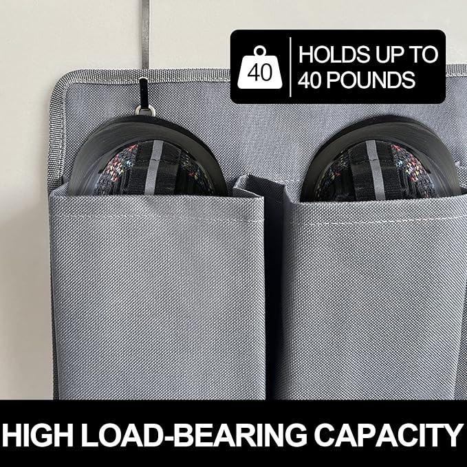 RVZONE RV Shoe Pockets 10 Pockets Heavy Hanging Bedside Storage Organizer with Sturdy Hooks Storage Pockets Hangs on bed for Shoes Toys and Tool Accessories