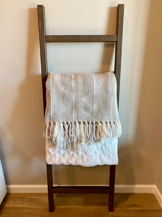 BARNWOODUSA Rustic Farmhouse Decorative Ladder - Our 47 in Ladder can be Mounted Horizontally or Vertically and is Crafted from Upcycled Wood No Assembly Required Espresso