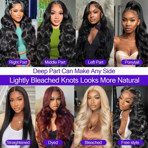 LONREAW Body Wave Lace Front Wigs Human Hair 200 Density 13x6 HD Lace Frontal Wigs Human Hair Pre Plucked Natural Color 22 Inch