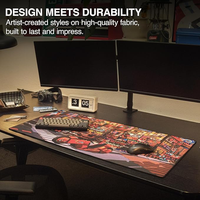 MPCO. Masterpiece Large Gaming Desk Pad - 36" x 17" Aeroglyde Fabric Machinami Desk Mats - Non-Slip, Washable, Smooth Glide for Precision Gaming & Work