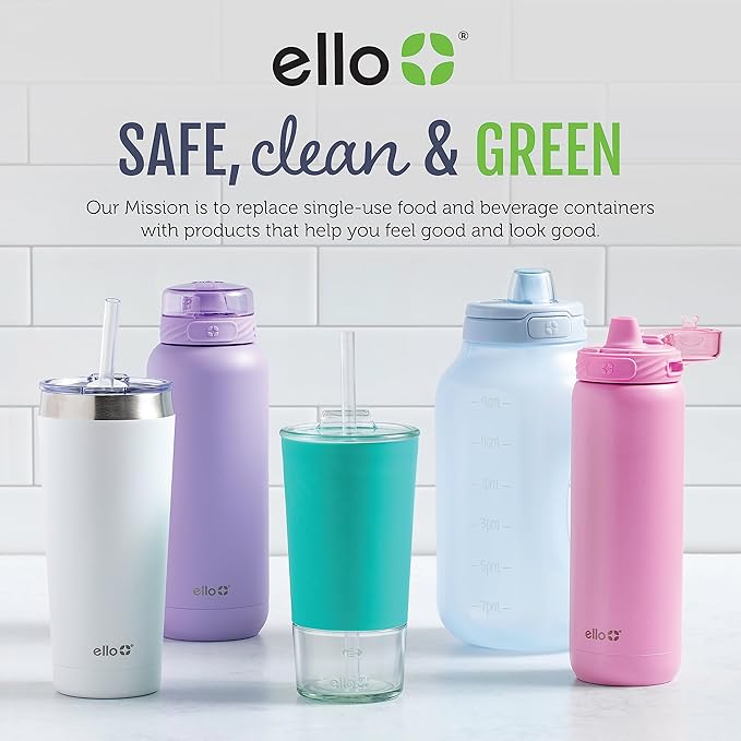 Ello Duraglass Meal Prep Container, 7 cup- Glass Food Storage Container with Silicone Sleeve and Airtight BPA-Free Plastic Lid, Dishwasher, Microwave, and Freezer Safe, Watercress