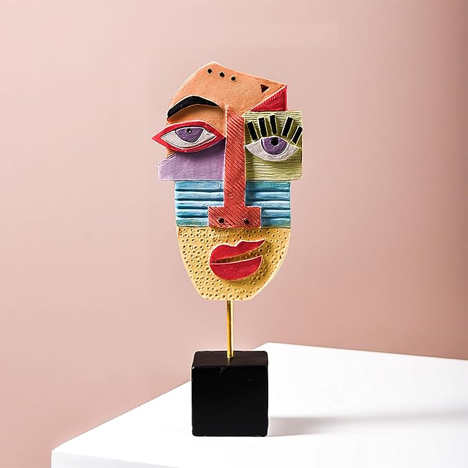 Wink - Handcrafted Statues Resin Abstract Sculpture for Home Decor Modern,African Art Tribal Figurines Decorations Items Accents Influencer Picks for Bookshelf,TV Stand,Living Room,Nightstand