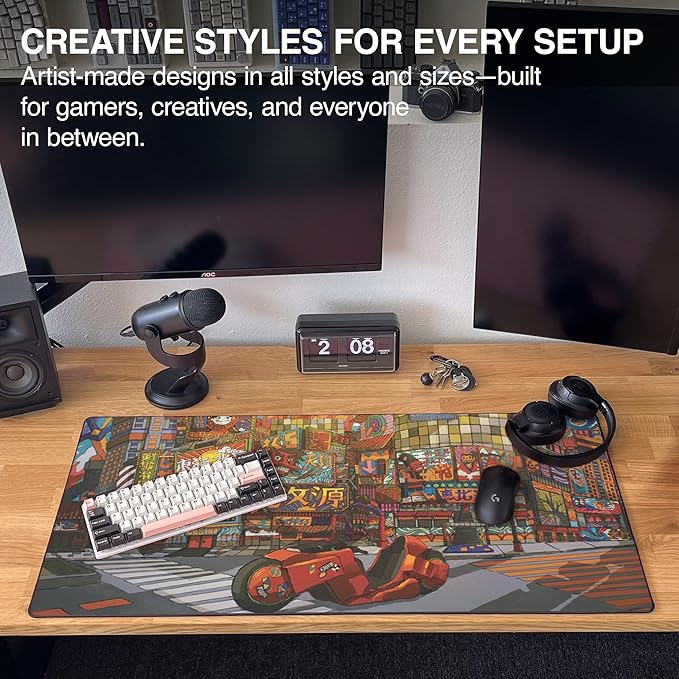 MPCO. Original Large Gaming Desk Mat – 36" x 17" Duraglyde Masterpiece Machinami Full Desk Mouse Pad for Smooth Precision – Non-Slip, Washable Extra-Large PC Mouse Pad for Gaming Sessions
