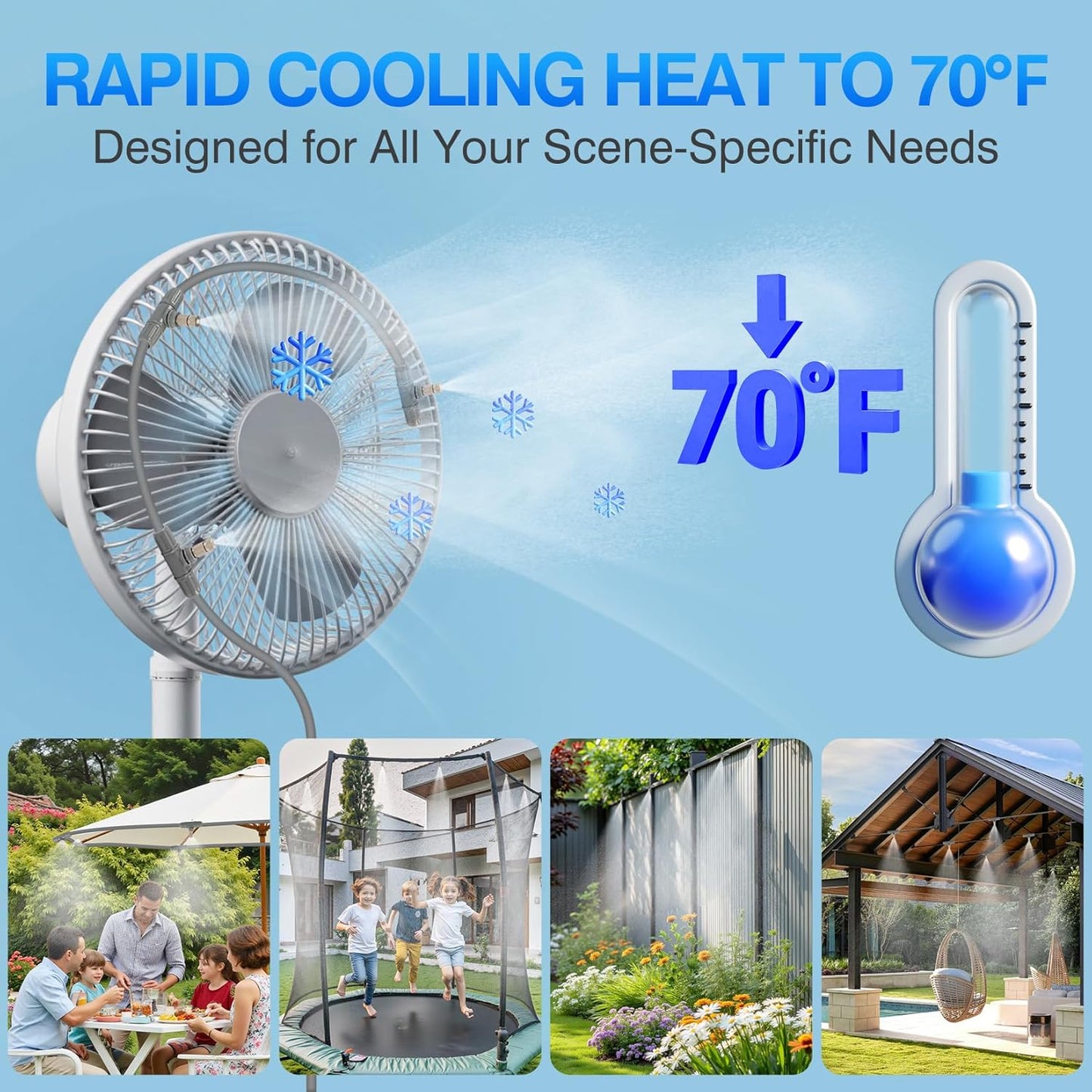 45 Pcs GILBEST Misting Cooling System, Outdoor Misting System for Patio, 40 FT Misting Line Plastic Adapter, Outdoor Mister System for Patio, Garden, Trampoline, Greenhouse