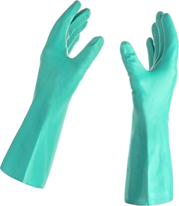 TUSKO PRODUCTS Best Nitrile Rubber Cleaning, Household, Dishwashing, Latex Free, Vinyl Free, Large (12 Pairs)