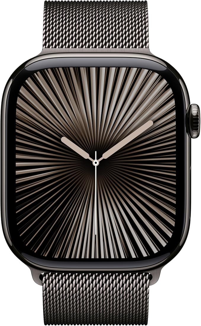 Apple Watch Series 10 [GPS + Cellular 46mm] with Slate Titanium Case with Slate Milanese Loop - M/L. Fitness Tracker, ECG App, Always-On Retina Display, Carbon Neutral with AppleCare+ (2 Years)