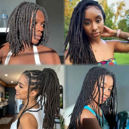 100% Real Human Hair 0.2cm Width 12 Inch Loc extensions Human Hair with Curly Ends 50 Strands per pack Full Handmade Dreadlock Extensions Can be dyed and bleached for Men Women Kids (12 Inch-50)