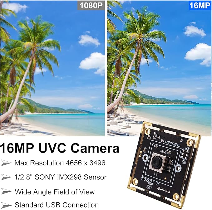 SVPRO Autofocus USB Camera Module for Computer,IMX298 16MP CMOS USB Camera for OpenCV LightBurn UVC Video Camera,Industrial Webcam Board for 3D Printer,Raspberry Pi, with 3.3ft/1m Cable