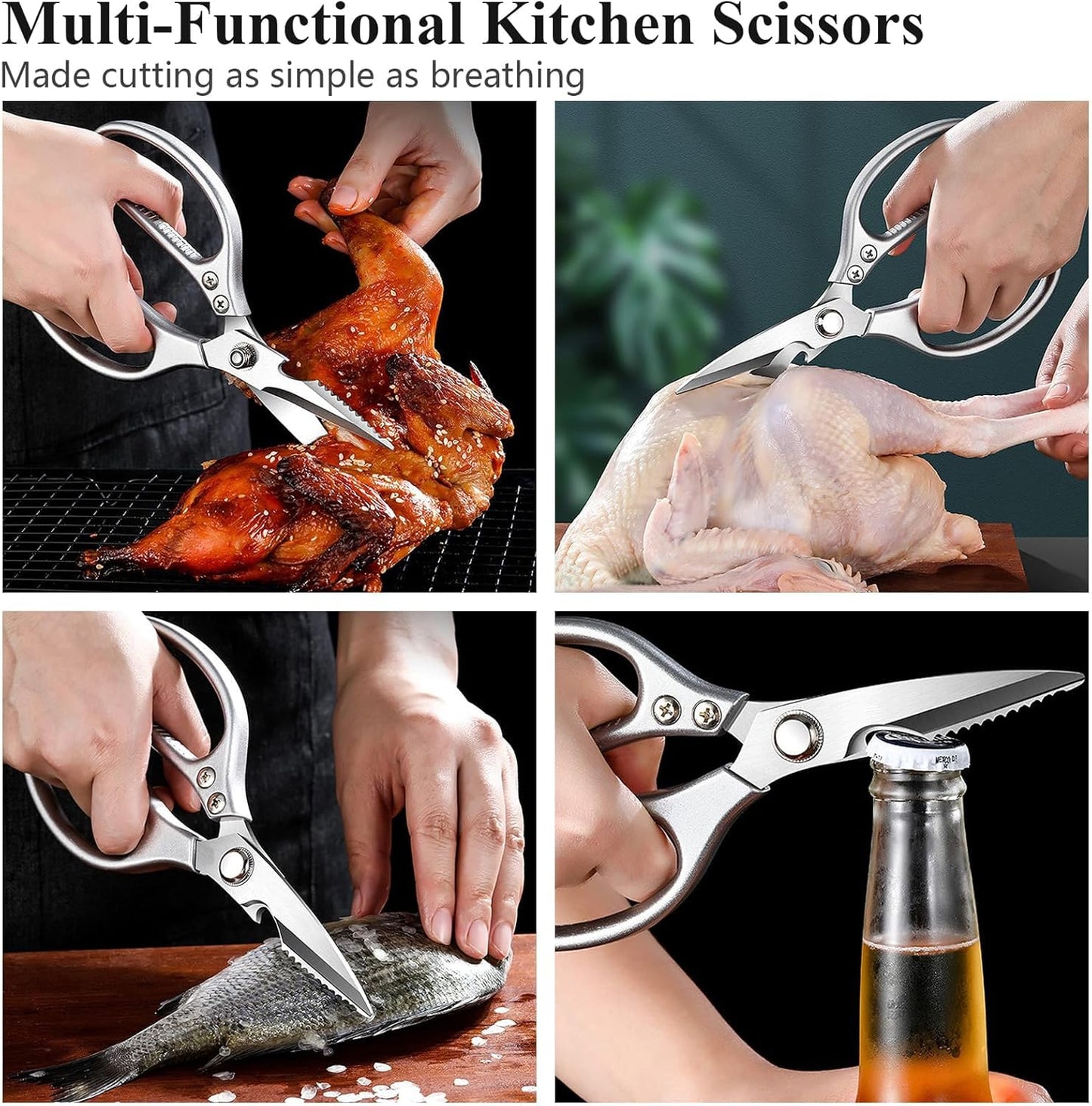 35pcs Deluxe Grilling Gifts Set for Birthday Fathers Day, Stainless Steel BBQ Accessories Kit for Men Dad, Professional Grill Tools Utensils with Scissors, Meat Claws in Aluminum Case Black