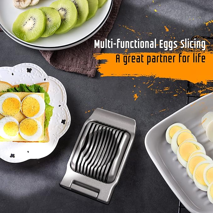 Egg Slicer for Hard Boiled Eggs, Stainless Steel Wire, Multipurpose Heavy Duty Aluminium Egg Cutter for Egg, Salads, Sandwiches, Strawberries, Mushrooms, Soft Cheese, Fruit, Gold