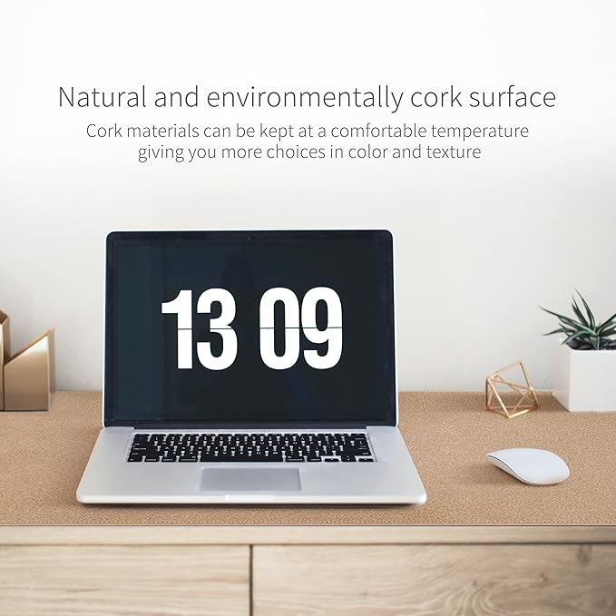 RENMTURE Dual-Sided Mouse Pad, Natural Cork & PU Leather Large Desk Pad for Office and Home Work, Desk Protector Non-Slip, Waterproof, Easy Clean (Brown, 23.6" x 13.7")