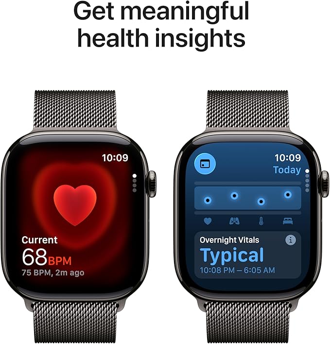 Apple Watch Series 11 [GPS + Cellular 46mm] Smartwatch with Slate Titanium Case with Slate Milanese Loop - M/L. Sleep Score, Fitness Tracker, Health Monitoring, Always-On Display, Water Resistant