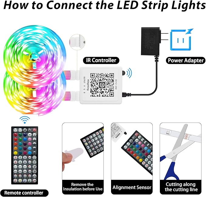 Ledagic Led Lights for Bedroom 100ft Music Sync Color Changing Led Strip Lights with Remote and App Control RGB Led Light Strip for Home Party Room Decor