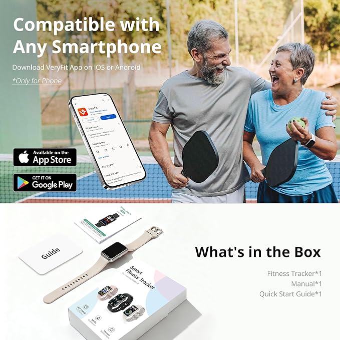 Fitness Tracker for Men & Women with 1.47” HD Display, Heart Rate & SpO2 Tracking, Sleep & Activity Monitor, 100+ Sports Modes, 3ATM Waterproof Smart Band, Works with Android & iOS, Black