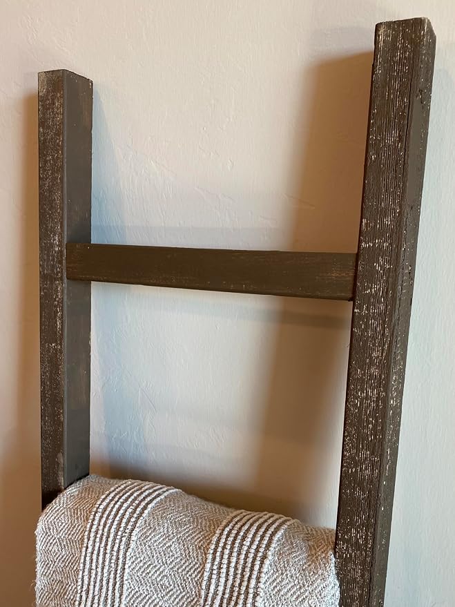 BarnwoodUSA Rustic Farmhouse Decorative Ladder - Our 6 ft Ladder can be Mounted Horizontally or Vertically and is Crafted from Upcycled Wood | No Assembly Required | Brown