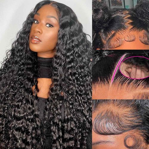 Kucmir 30 Inch Wigs Human Hair 13x6 Lace Front Wigs Human Hair Pre Plucked Deep Wave Lace Front Wigs Human Hair for Women Wigs Human Hair with Baby Hairline