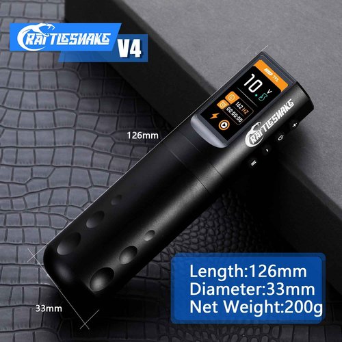 Rattlesnake Rotary Tattoo Machine Pen V4 Digital LED Display 4.2mm Stroke Length with Extra Battery