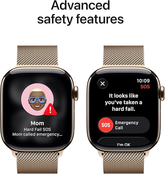 Apple Watch Series 11 [GPS + Cellular 42mm] Smartwatch with Gold Titanium Case with Gold Milanese Loop. Sleep Score, Fitness Tracker, Health Monitoring, Always-On Display, Water Resistant
