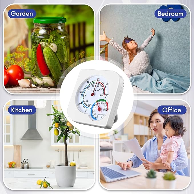 Kathfly 6 Pcs Indoor Thermometer and Humidity Gauge Indoor Mini Thermometer Hygrometer Temperature Humidity Meter Temperature and Monitor with Pointers for Home, Kitchen, Planting Room