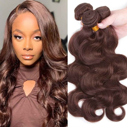 Fabimiya 22 24 26 Inch Human Hair Bundles Chocolate Brown 4# Body Wave Bundles Human Hair 100% Unprocessed Soft Sewn In Hair with Double Weft for Black Women